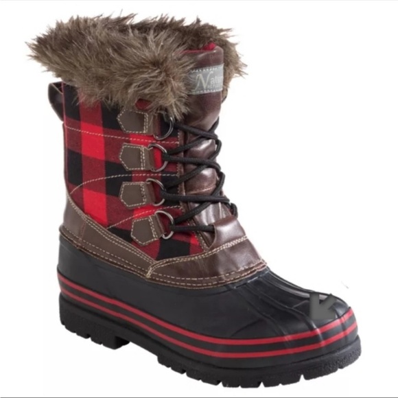 FUR Lined Plaid Flannel Duck Boots - Picture 1 of 9